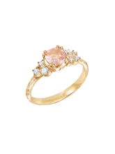 Load image into Gallery viewer, 18k 6mm cushion morganite & diamond stargazer ring
