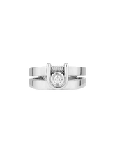 Load image into Gallery viewer, Ziggy open signet ring - yellow &amp; white gold
