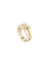 Load image into Gallery viewer, Ziggy open signet ring - yellow &amp; white gold

