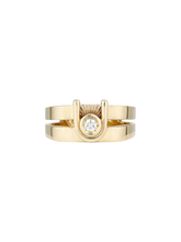 Load image into Gallery viewer, Ziggy open signet ring - yellow &amp; white gold
