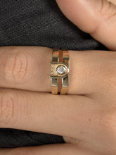 Load image into Gallery viewer, Ziggy open signet ring - yellow &amp; white gold
