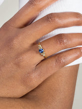 Load image into Gallery viewer, 18k 5mm cushion sapphire &amp; diamond stargazer ring
