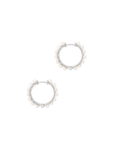 Load image into Gallery viewer, Large timeless pearl huggie hoops
