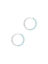 Load image into Gallery viewer, Large azure turquoise huggie hoops
