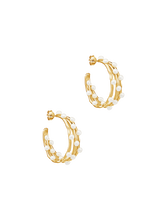 Load image into Gallery viewer, Medium triple row waterfall pearl hoops
