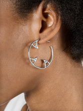 Load image into Gallery viewer, Sharch Hoops silver with white sapphires
