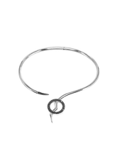 Load image into Gallery viewer, Snaketric Collar silver with black diamonds
